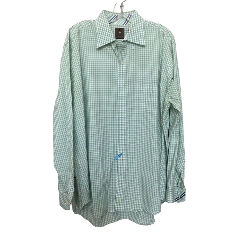 Tailorbyrd Men's 2XL Green Check Long Sleeve Button-Down Shirt Casual
